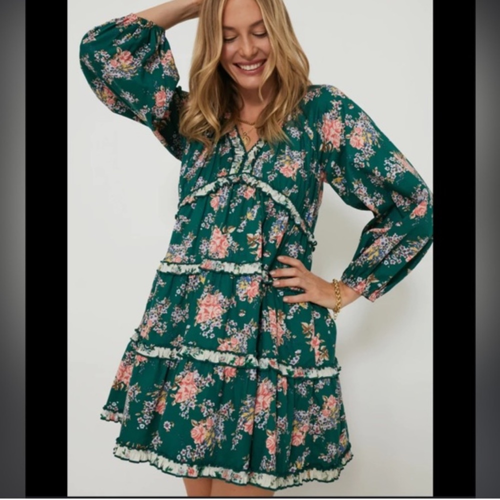 Hyacinth House by Tuckernuck Green Floral Crawford Dress Size XL